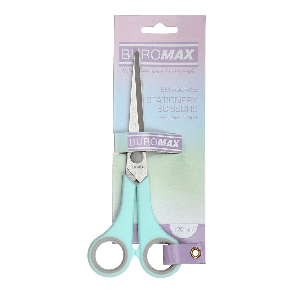 Ножиці PASTEL, руч. з гумов. вставками, 170мм BM.4504-38 BUROMAX